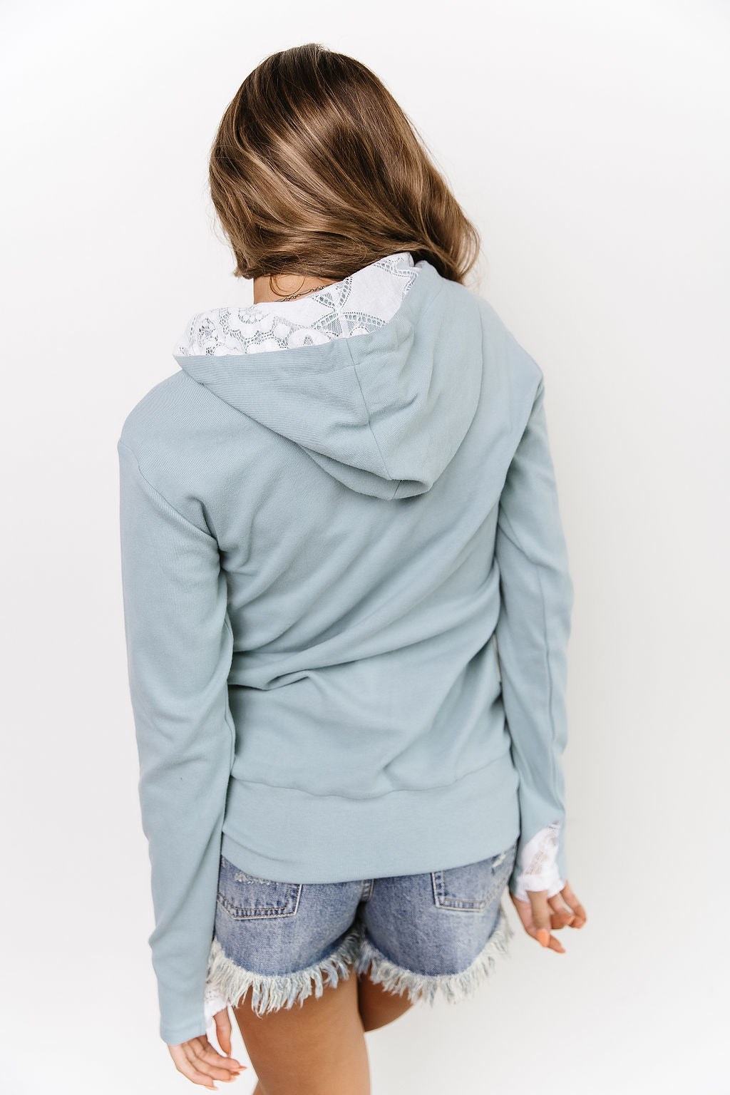 Love Galore Lace Ampersand Ave Halfzip Hoodie Sweatshirt