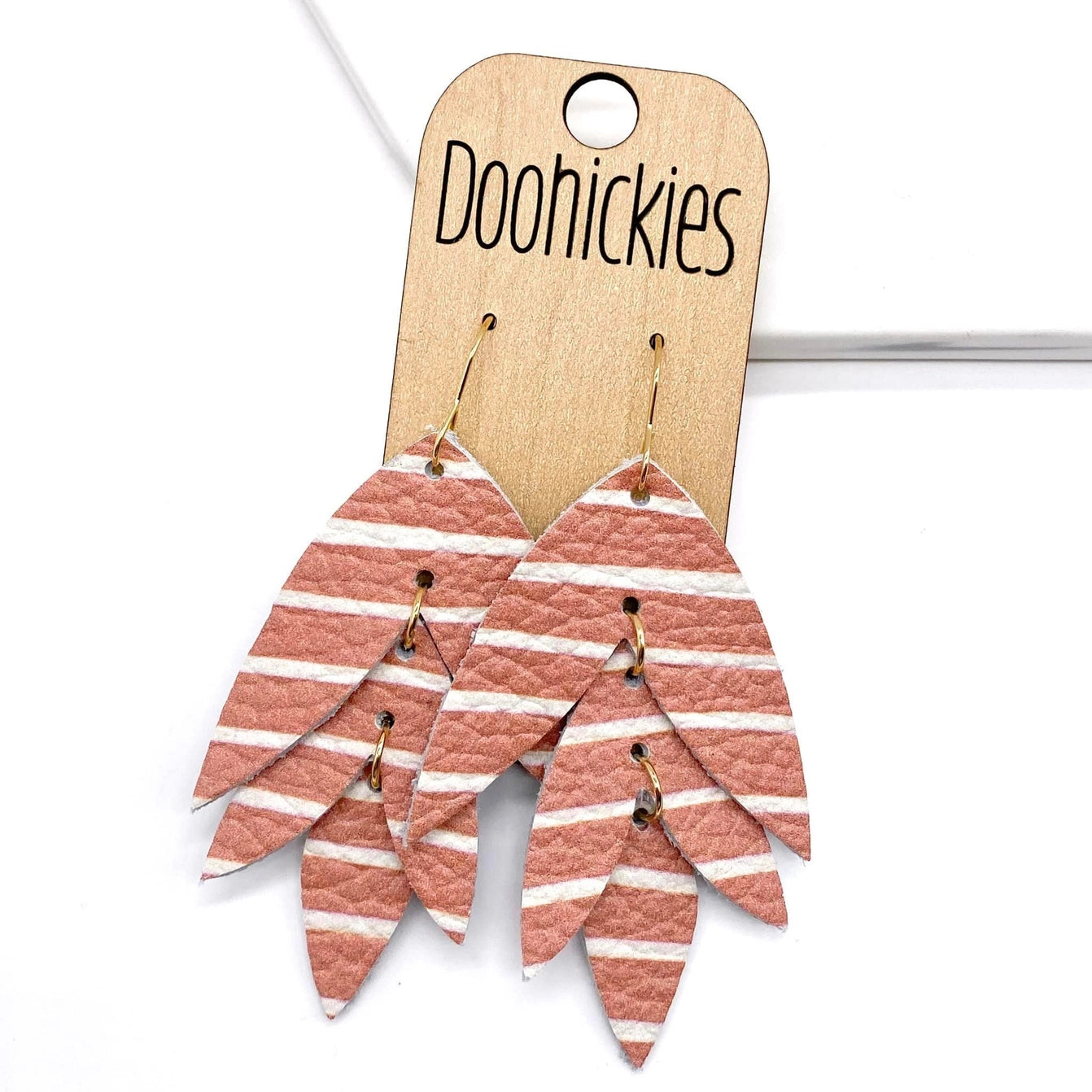 Strawberry Striped Leather Earrings