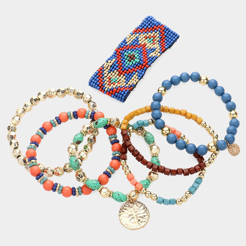 Crayon Box Vibe 7-Piece Stretch Bracelet Set