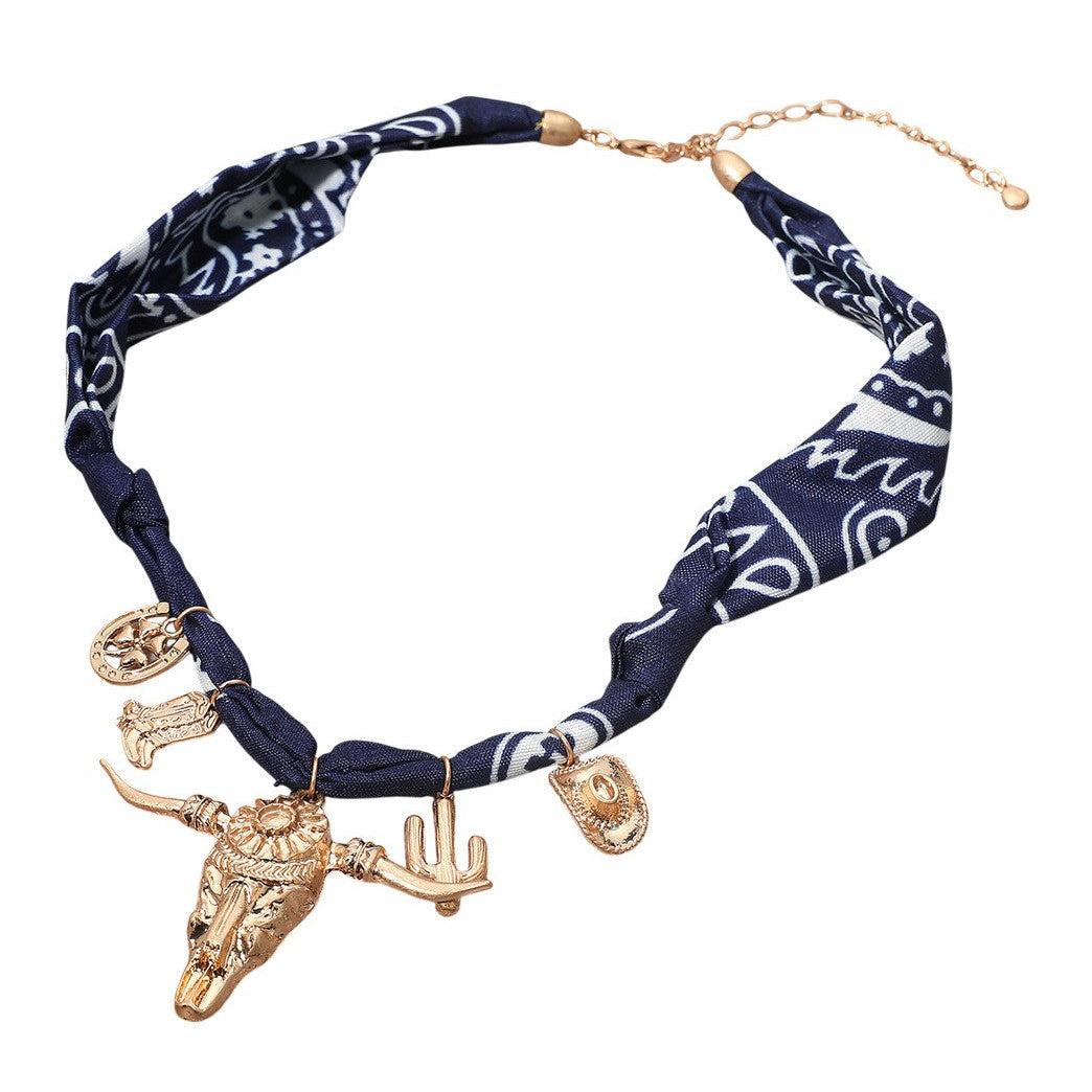 Midnight Bull Run Bandana Necklace