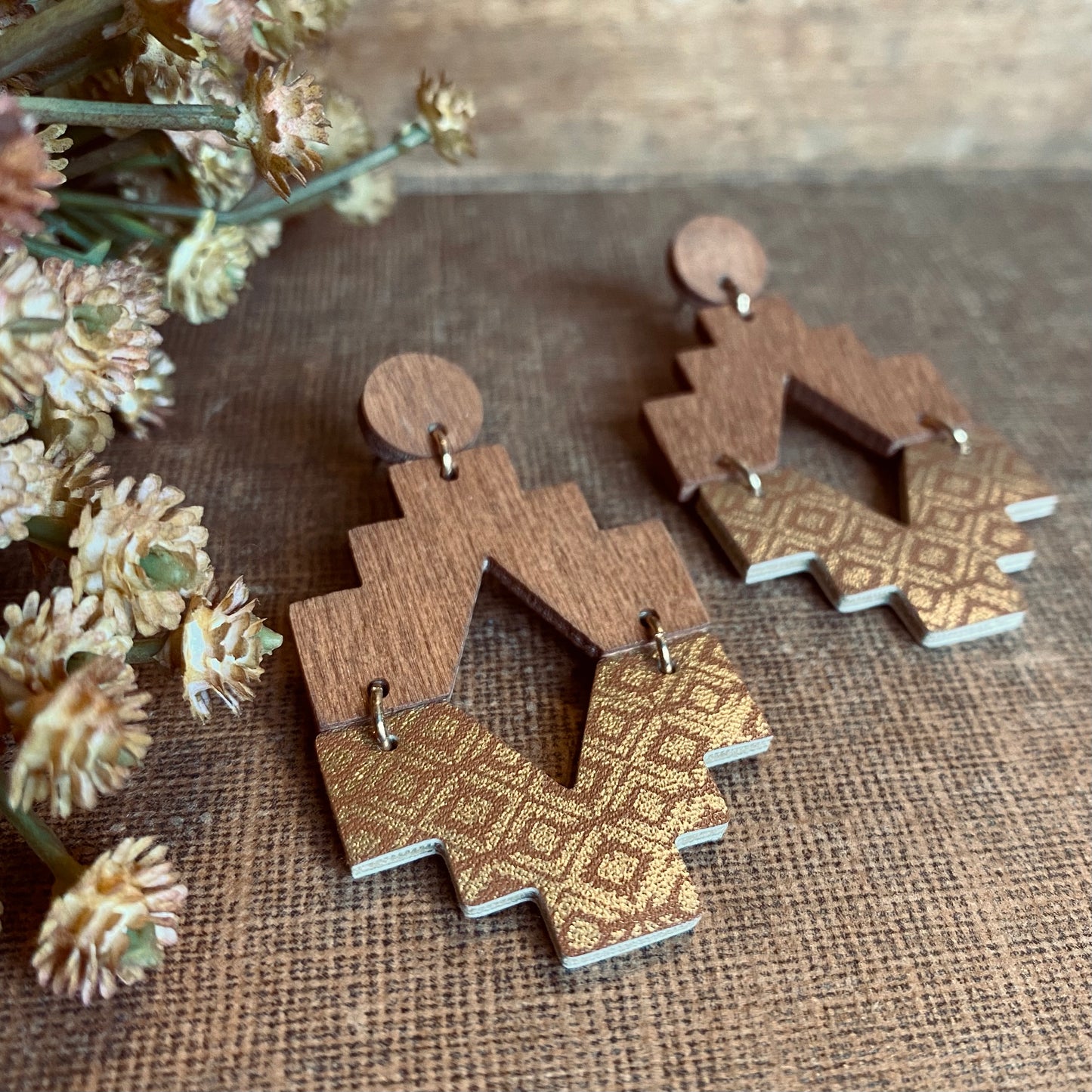 Wooden Goddess Aztec Earrings