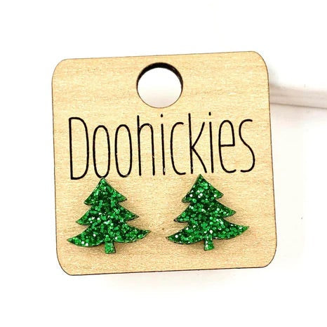 Glitter Christmas Tree Stud Earrings