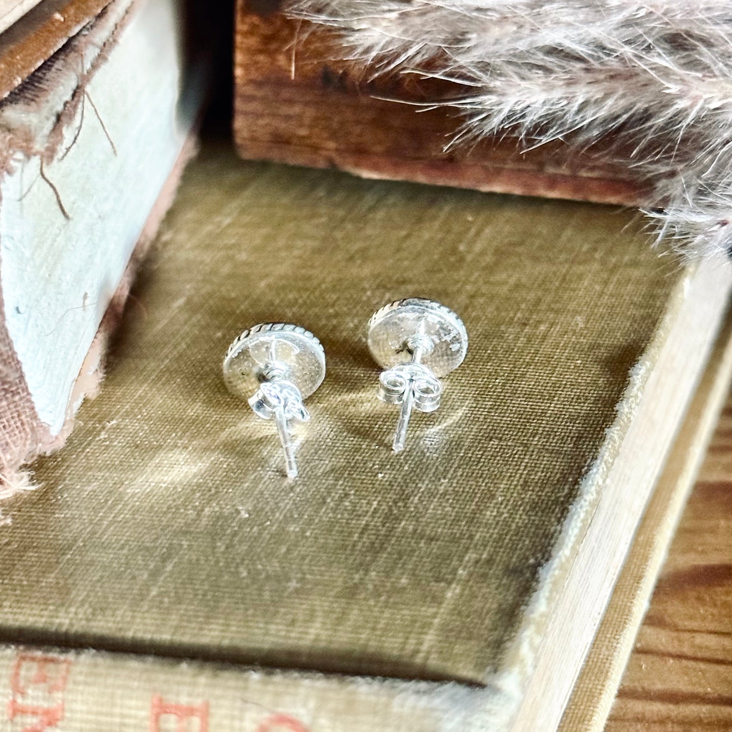 Teal Howlite Sterling Silver Stud Earrings