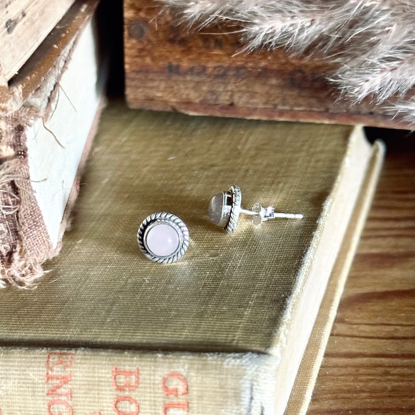 Rose Quartz Sterling Silver Stud Earrings