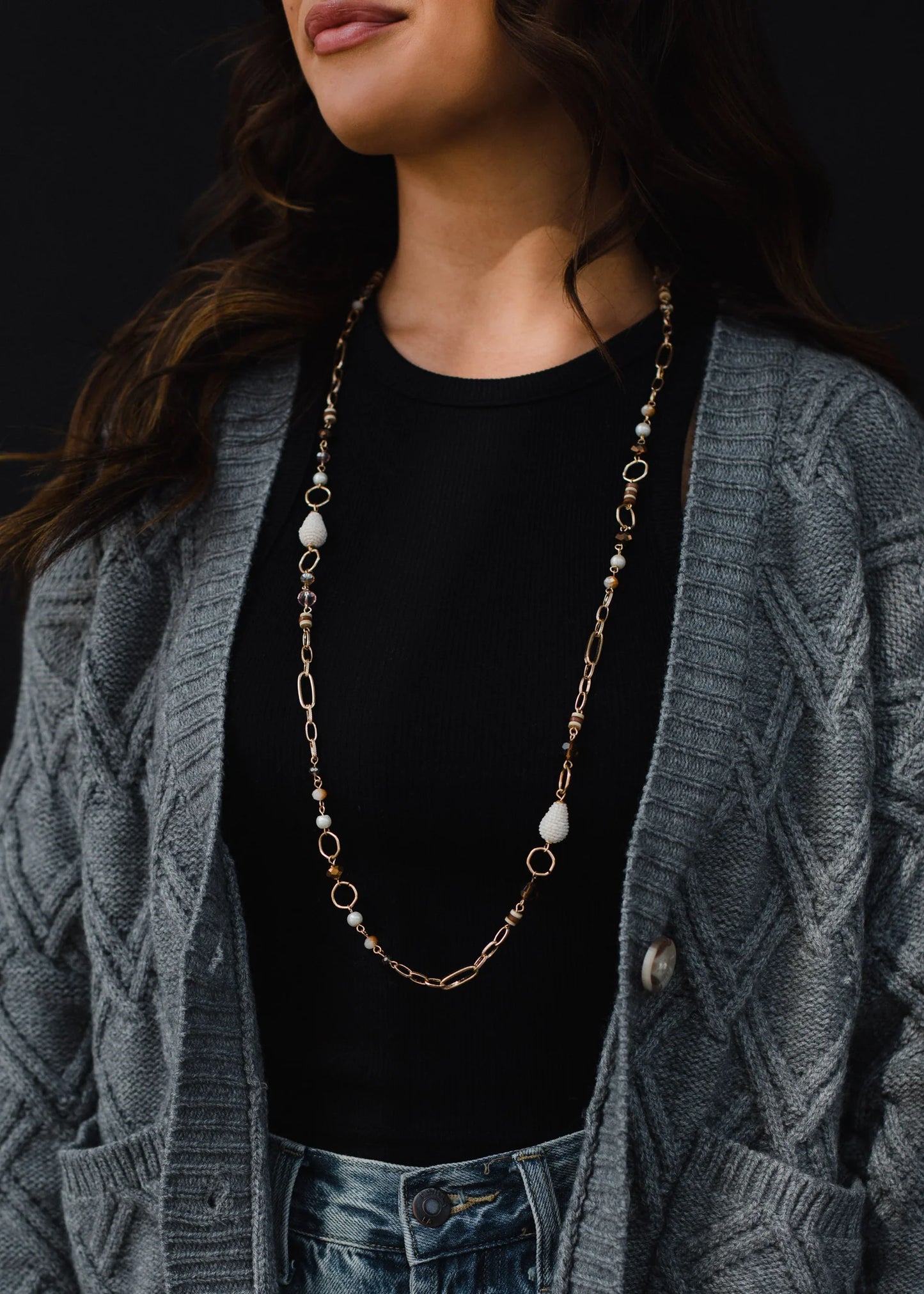 Graceful Desire Beaded Gold Necklace