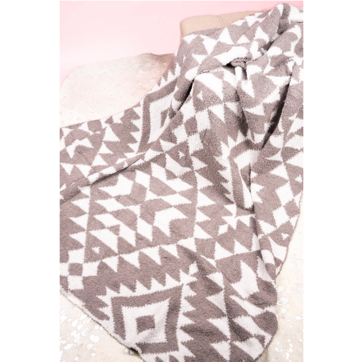 Snuggled Up Aztec Blanket - Greige