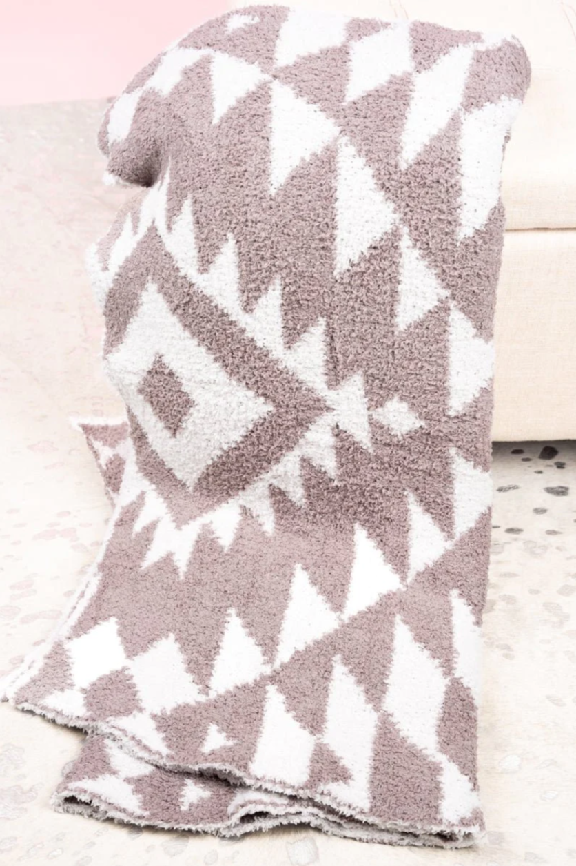 Snuggled Up Aztec Blanket - Greige
