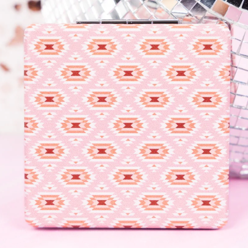 Look At Me Compact Mirror - Peachy Aztec