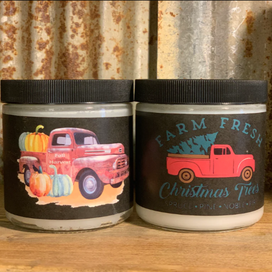 Happily Truckin' Holiday Candles