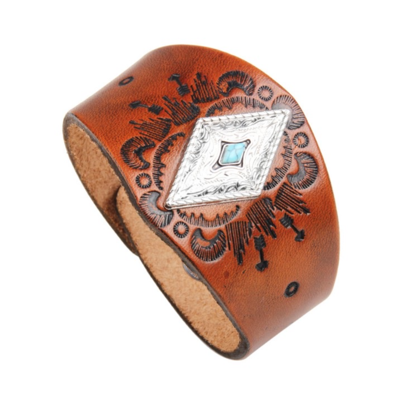 Make It Better Turquoise and Embossed Leather Bracelet