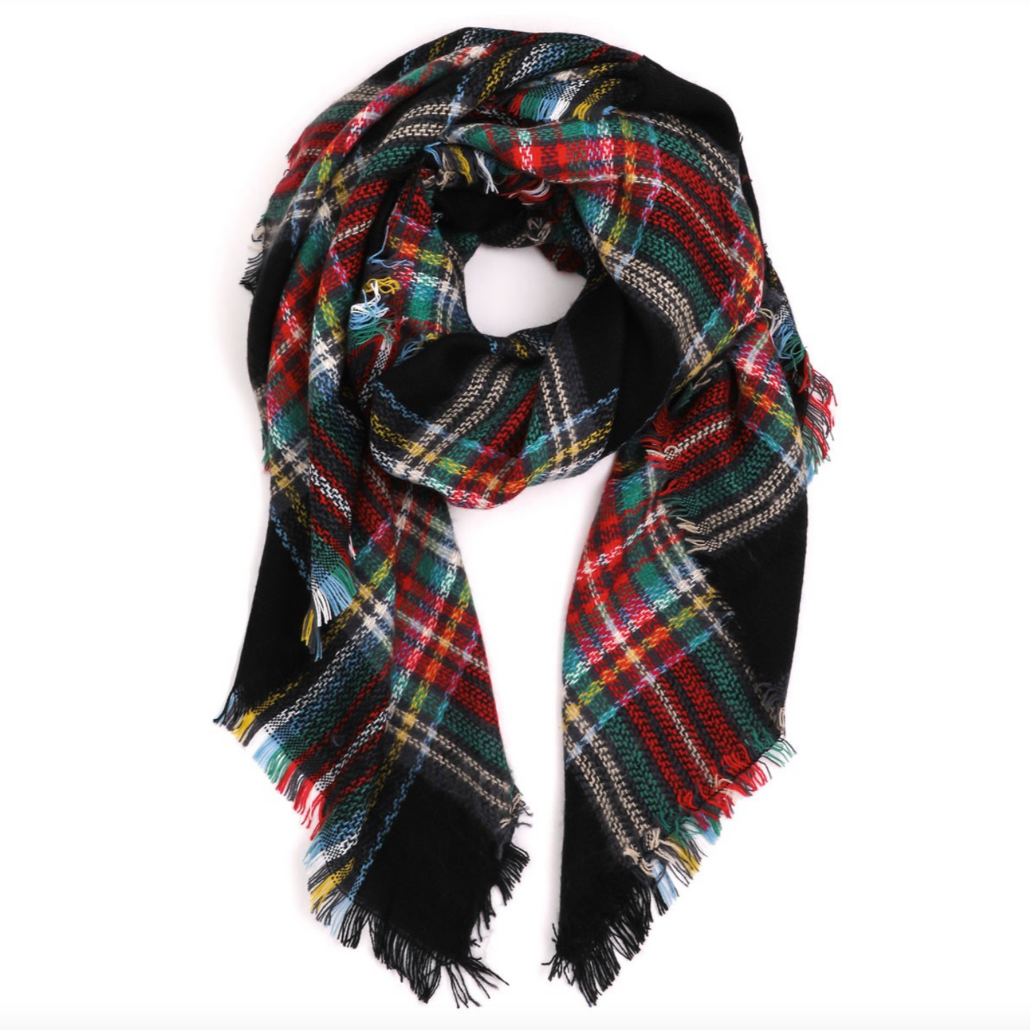 Winter Stroll Black/Red Plaid Scarf