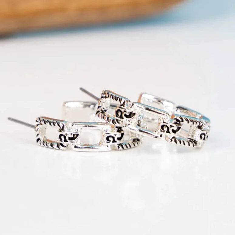 Brand New Day Silvertone Hoop Earrings