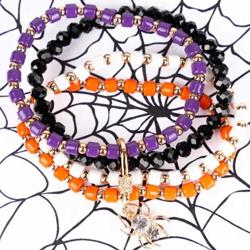 Sparkling Spider 4-Piece Stretch Bracelet Set