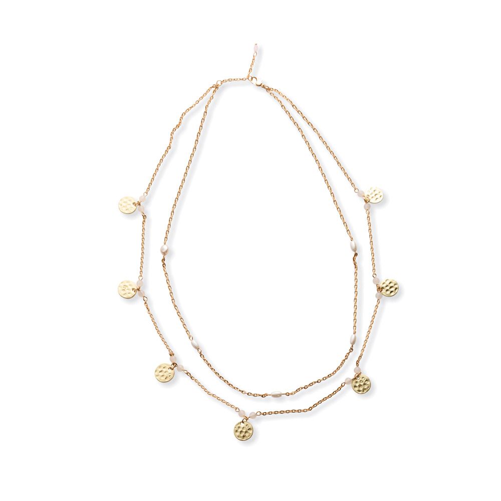Wish To Pursue Gold/Pearl Layered Necklace