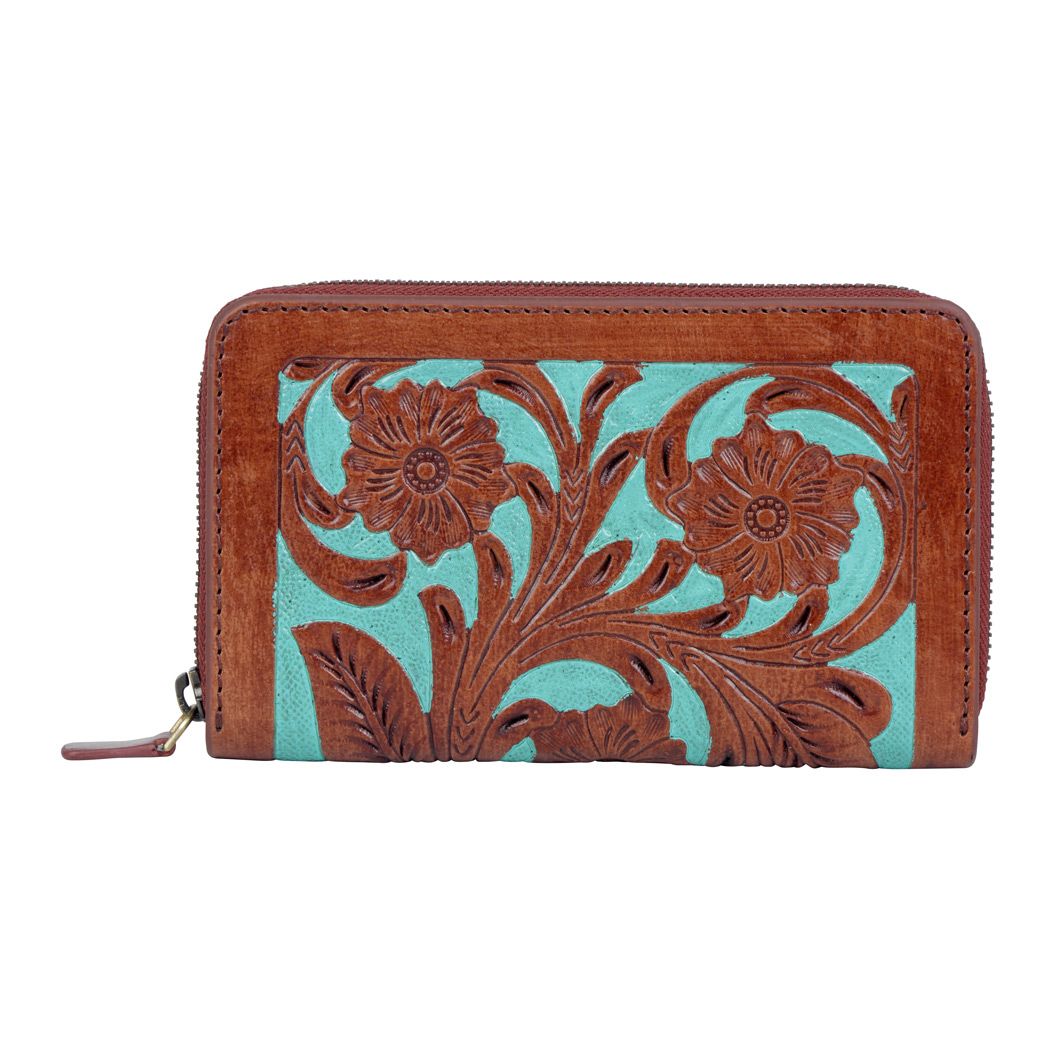 No Better Seascape Turquoise Tooled Leather Wallet