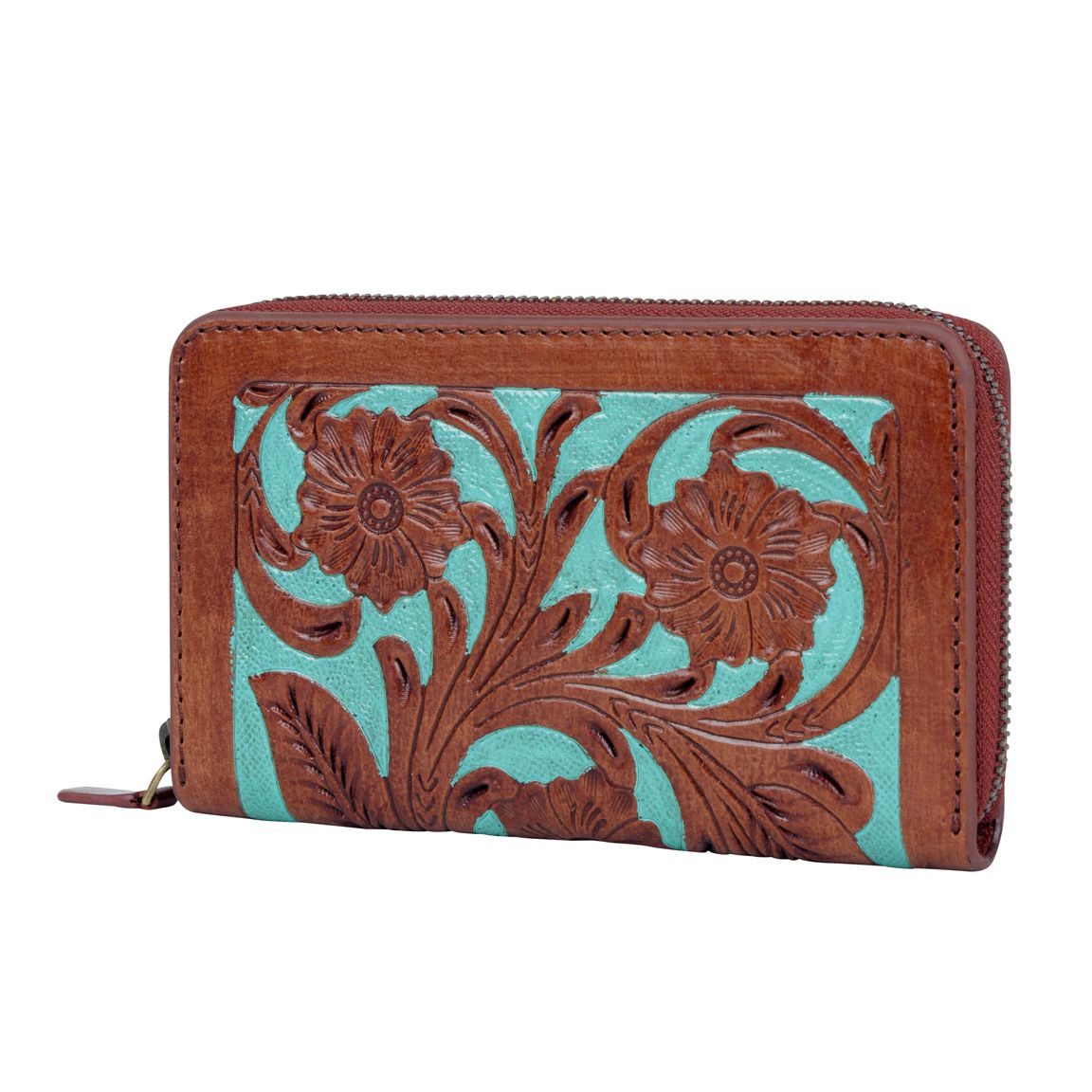 No Better Seascape Turquoise Tooled Leather Wallet