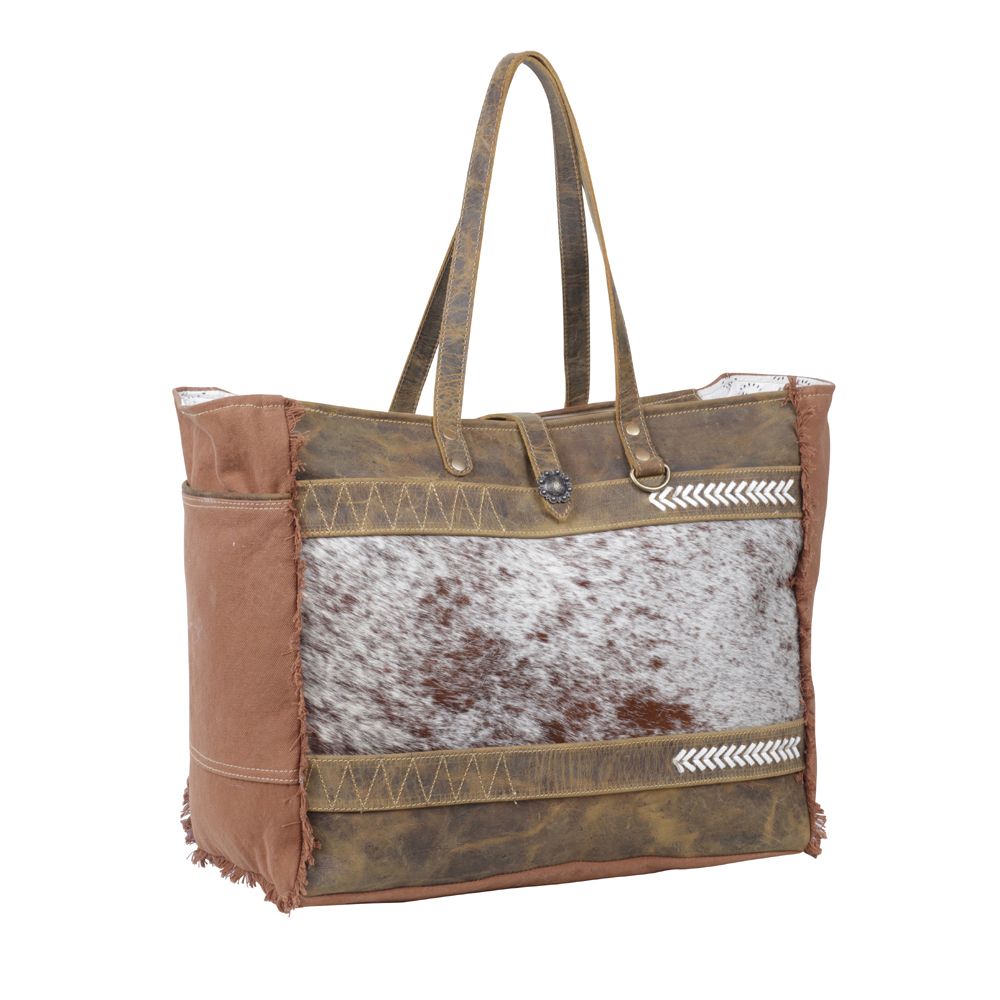 Follow The Herd Leather/Hair-On-Hide Weekender Bag