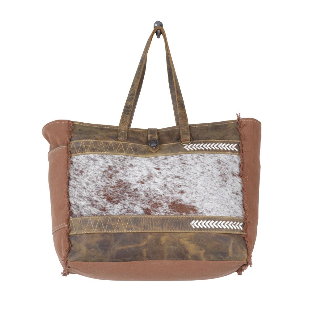 Follow The Herd Leather/Hair-On-Hide Weekender Bag