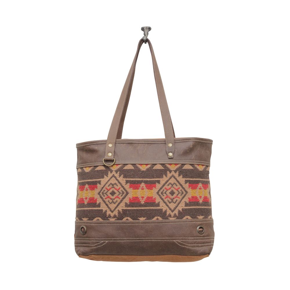 Those Autumn Feels Brown/Red Aztec Tote Bag
