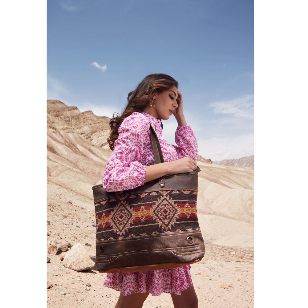 Those Autumn Feels Brown/Red Aztec Tote Bag