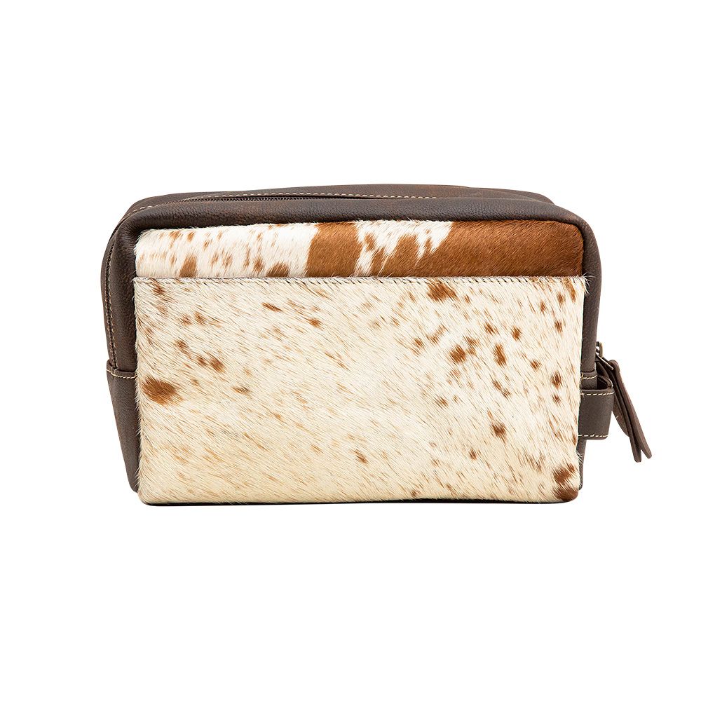 Speckled Cinnamon Leather/Hair-On-Hide Cosmetic Case