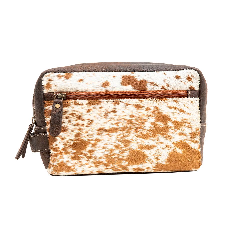 Speckled Cinnamon Leather/Hair-On-Hide Cosmetic Case
