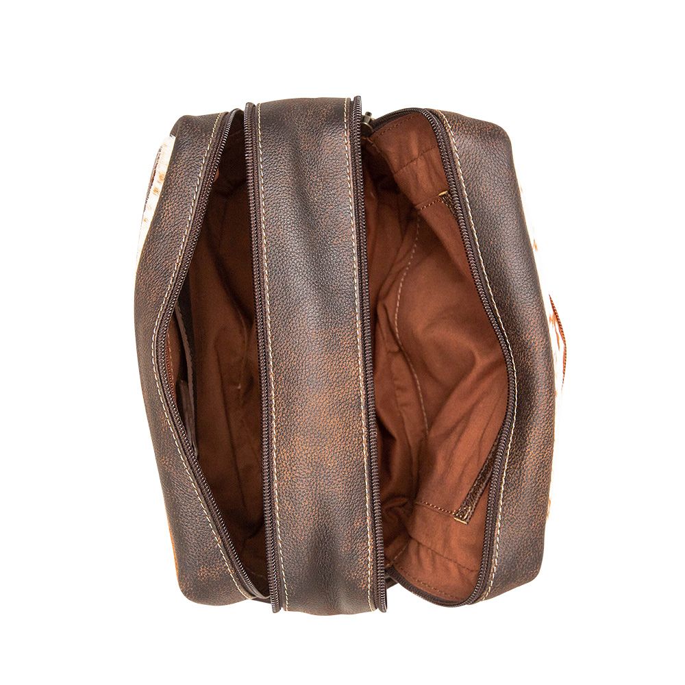 Speckled Cinnamon Leather/Hair-On-Hide Cosmetic Case