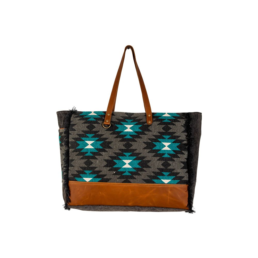 Never Broken Gray/Turquoise Aztec Weekender Bag