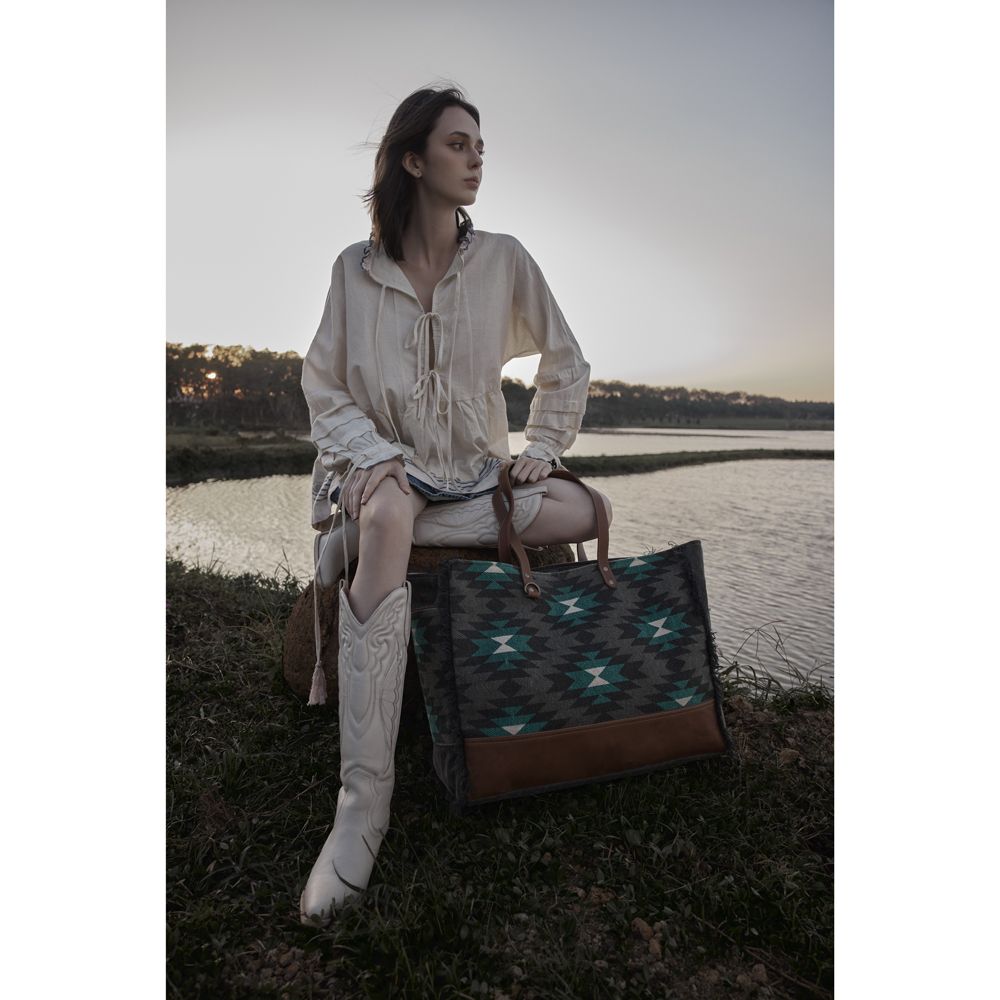 Never Broken Gray/Turquoise Aztec Weekender Bag