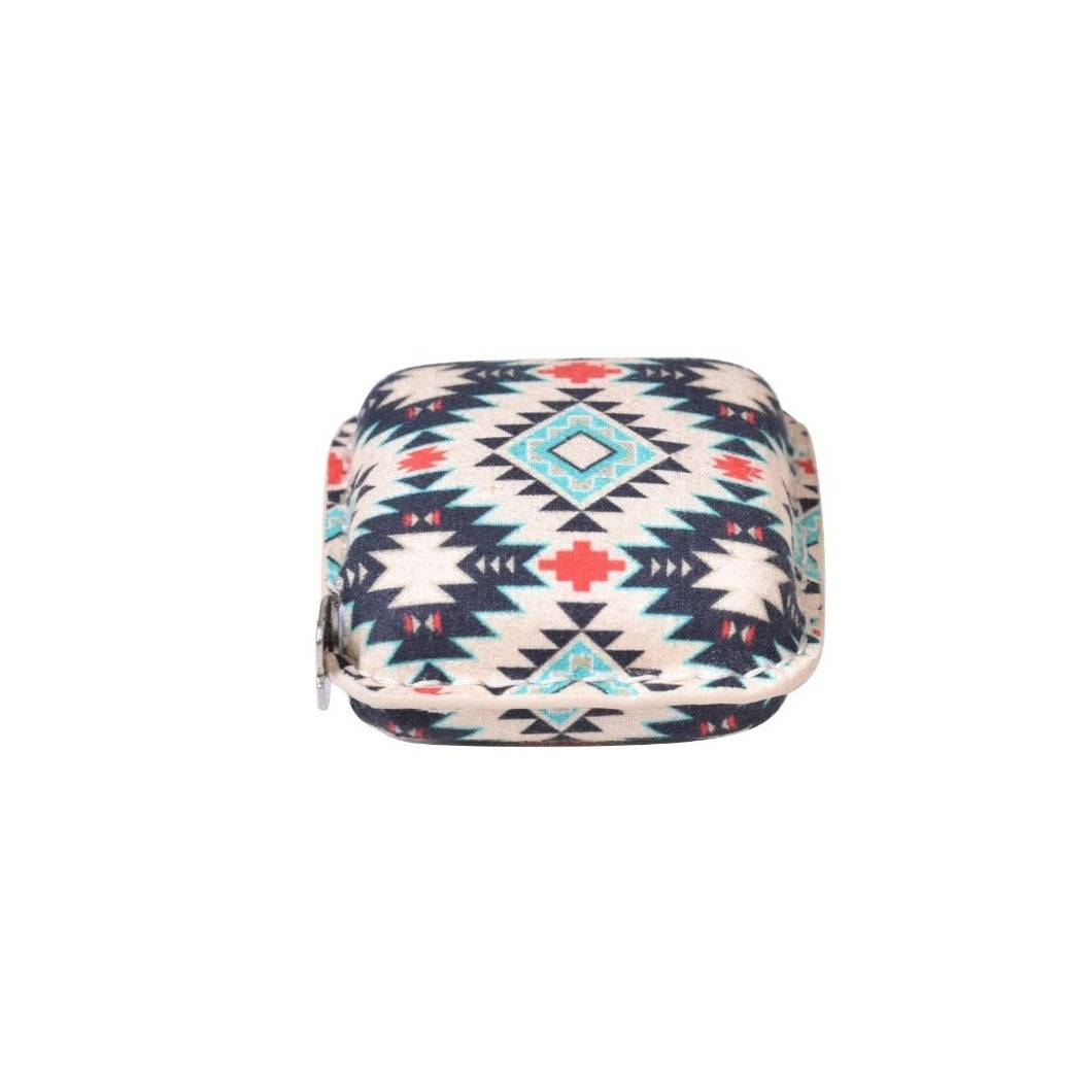 Cloudy Skies Navy/Coral Aztec Measuring Tape
