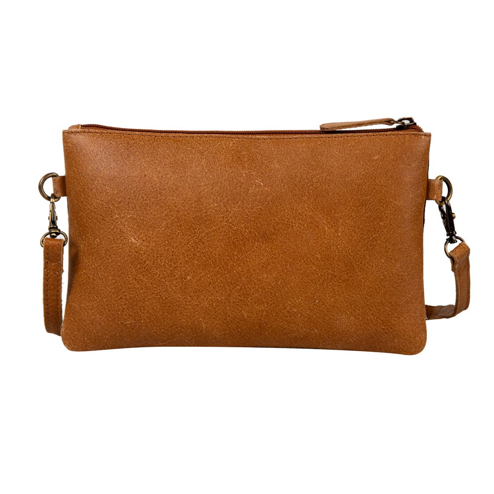Salt and Pepper Hand-Tooled Leather/Hair-On-Hide Purse