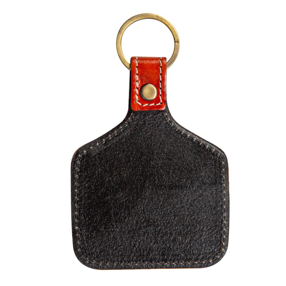 Sunflower Red/Turquoise Tooled Leather Keychain