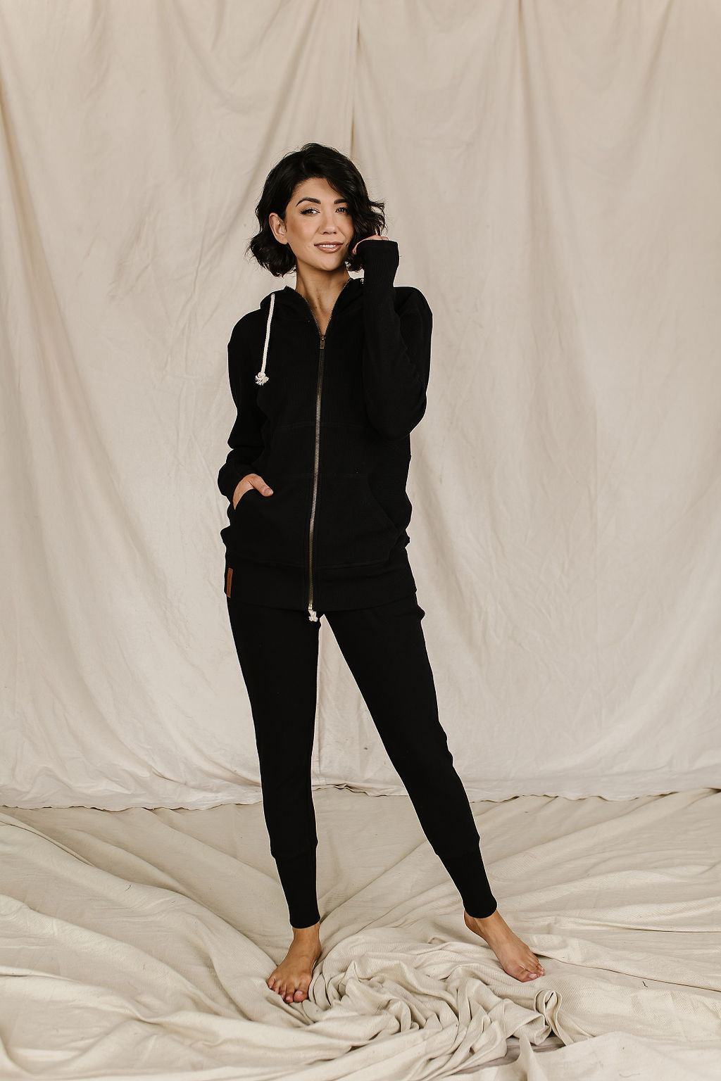 Black Jack Waffle Knit Fullzip Ampersand Ave Sweatshirt