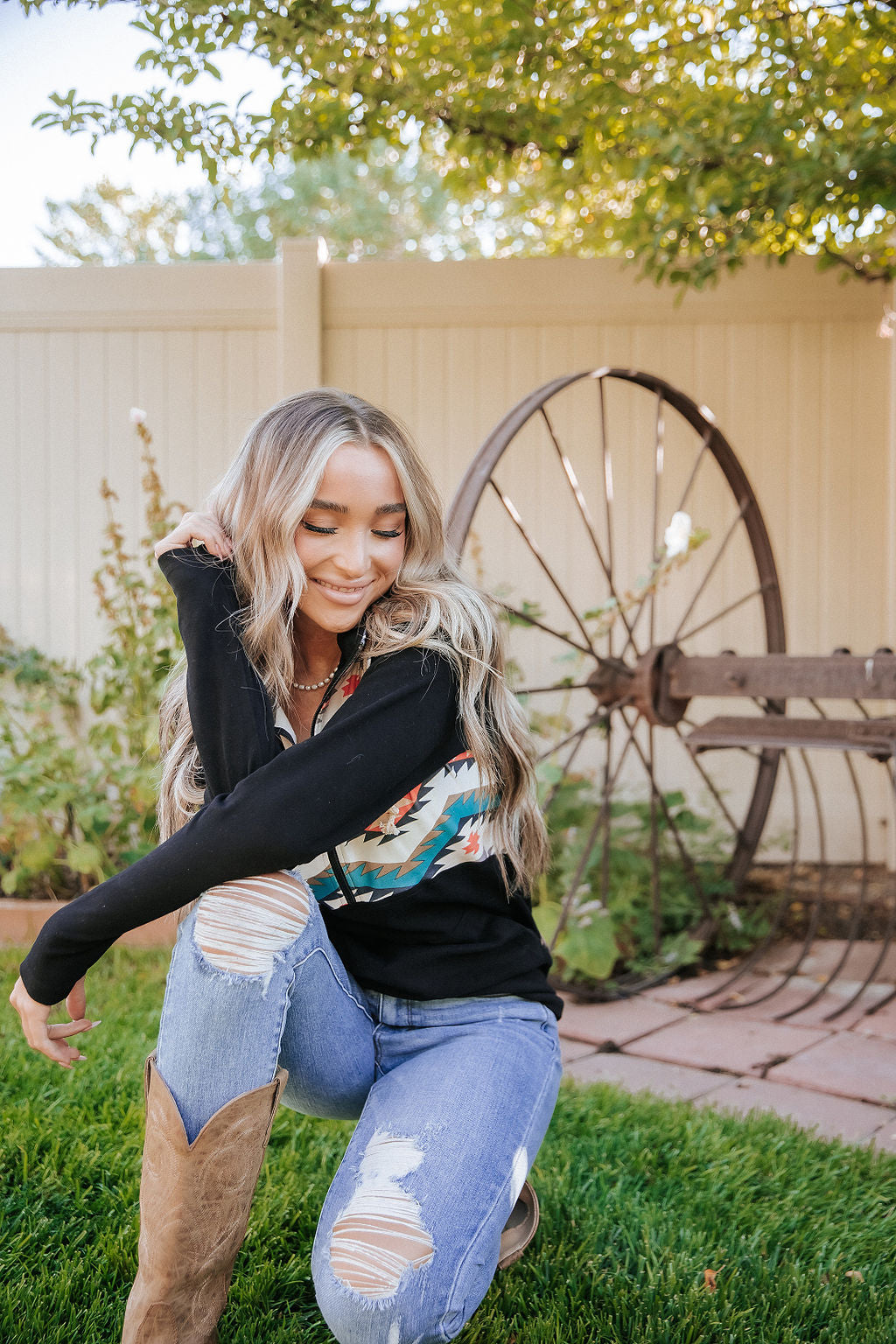 Let's Be Happy Ampersand Ave Halfzip Hoodie Sweatshirt