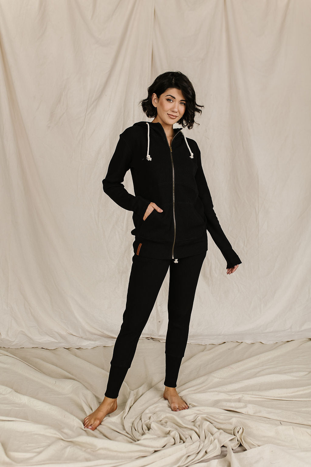 Black Jack Waffle Knit Fullzip Ampersand Ave Sweatshirt