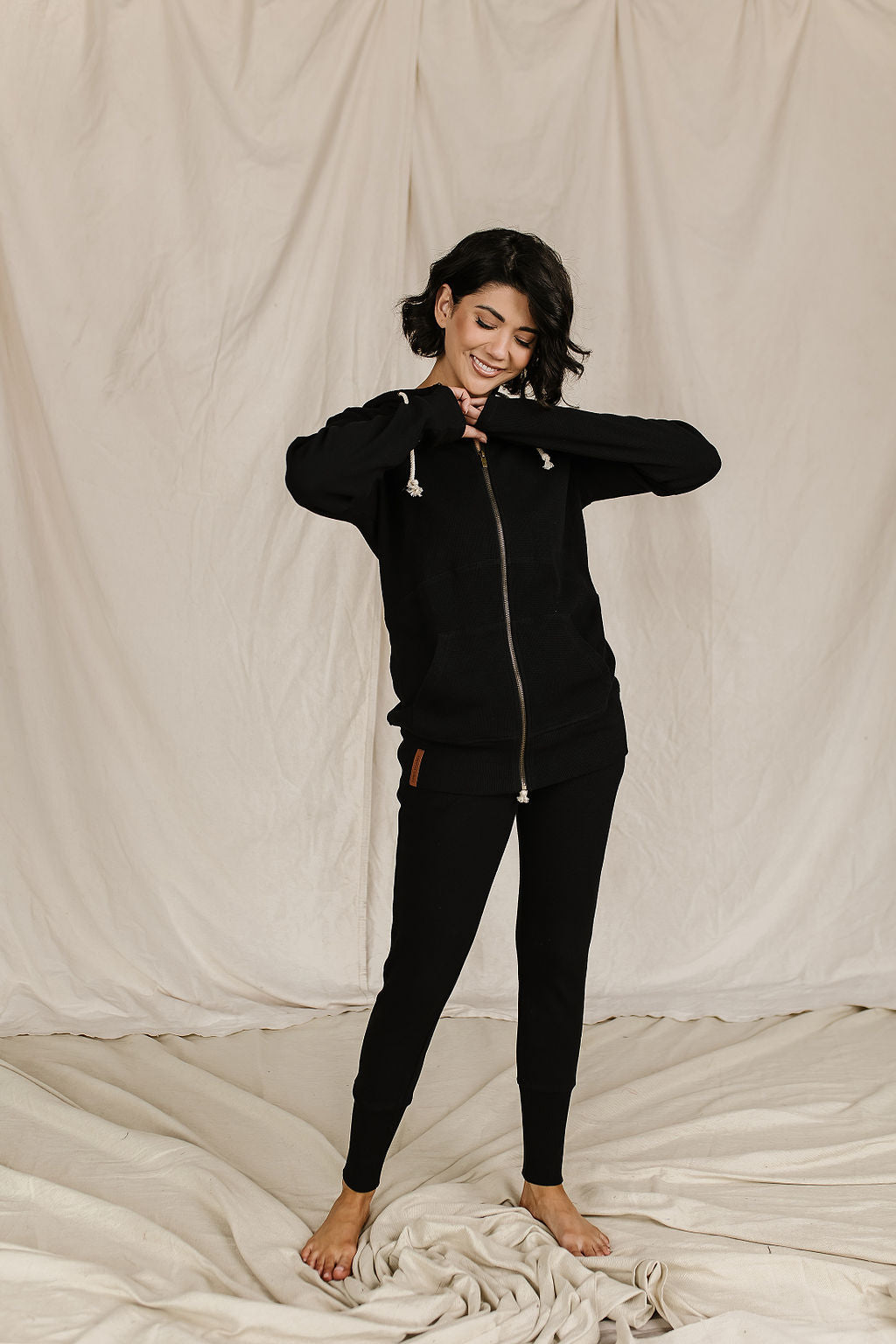 Black Jack Waffle Knit Fullzip Ampersand Ave Sweatshirt