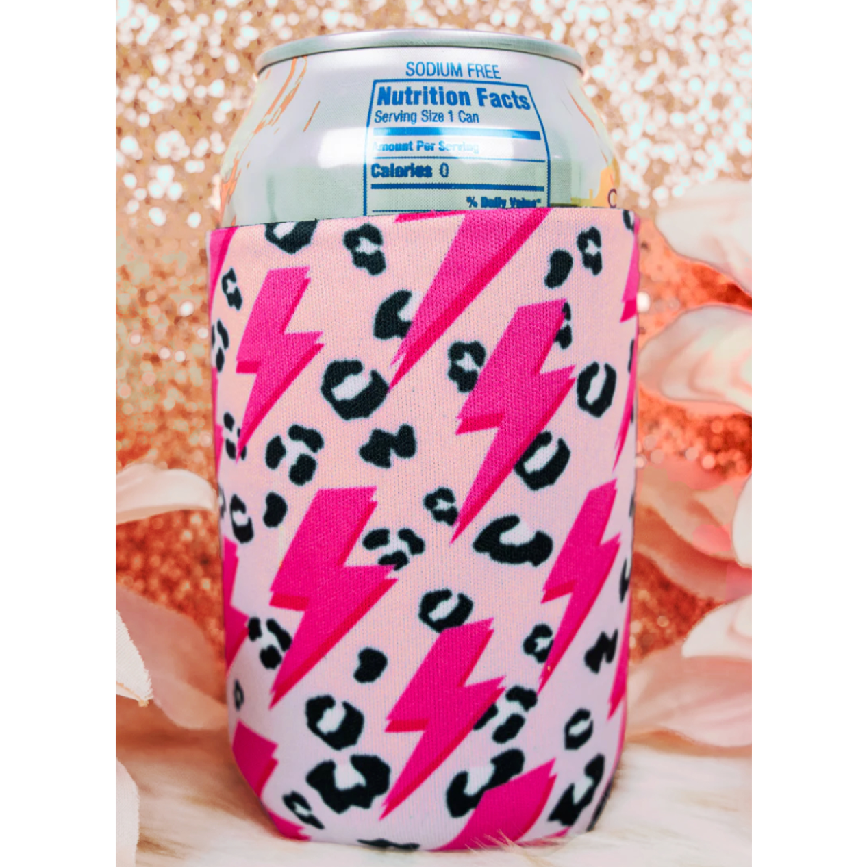 Leopard Lightning Pink Koozie (regular)