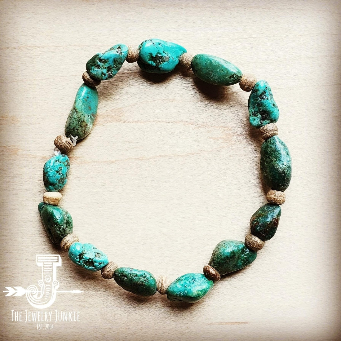 Turquoise/Wood Stretch Bracelet