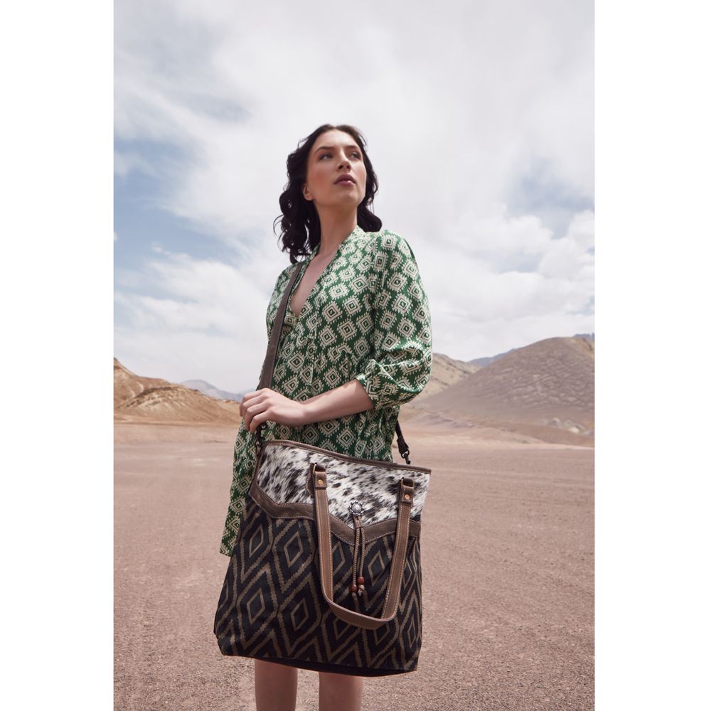 Mountainside Night Canvas and Hairon Tote Bag