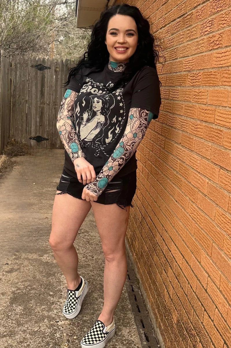 Tattoos On This Town Mesh Top