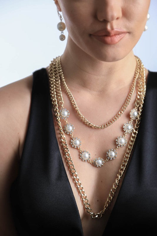 Clutching Pearls Gold Layered Necklace/Earrings Set [will ship separately]