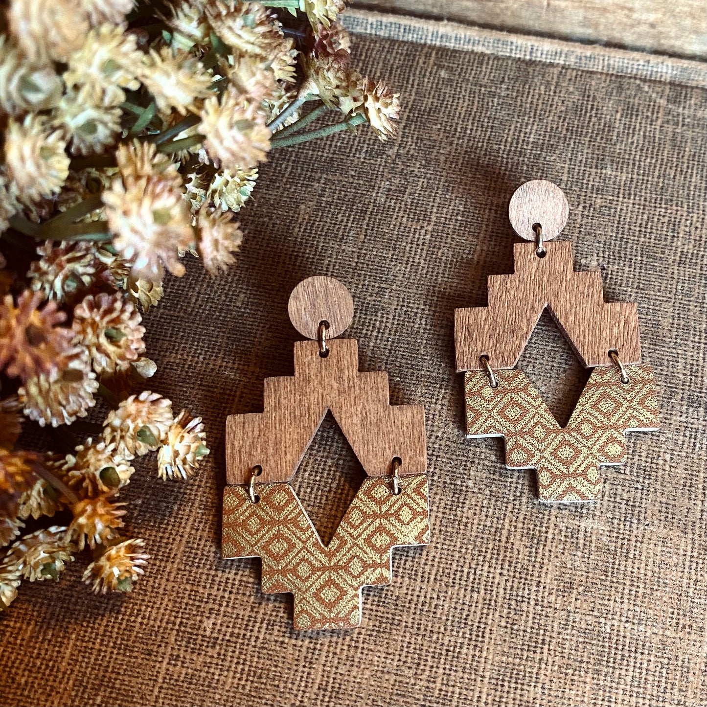 Wooden Goddess Aztec Earrings