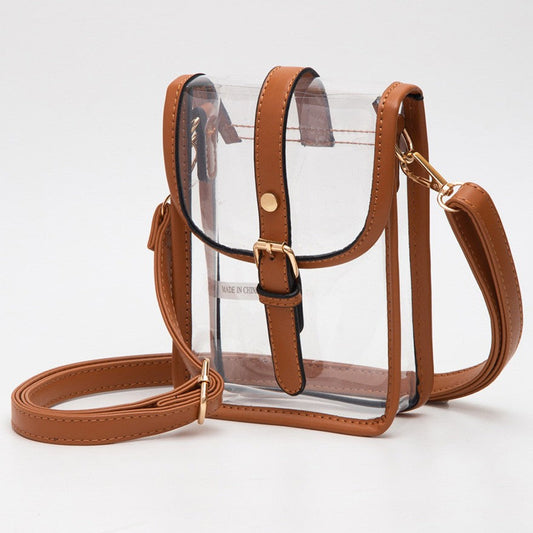 Serene Hills Brown Clear Crossbody Bag