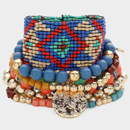 Crayon Box Vibe 7-Piece Stretch Bracelet Set
