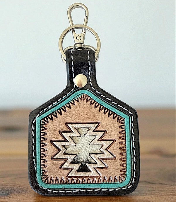 Trendy Tribal Leather Keychain