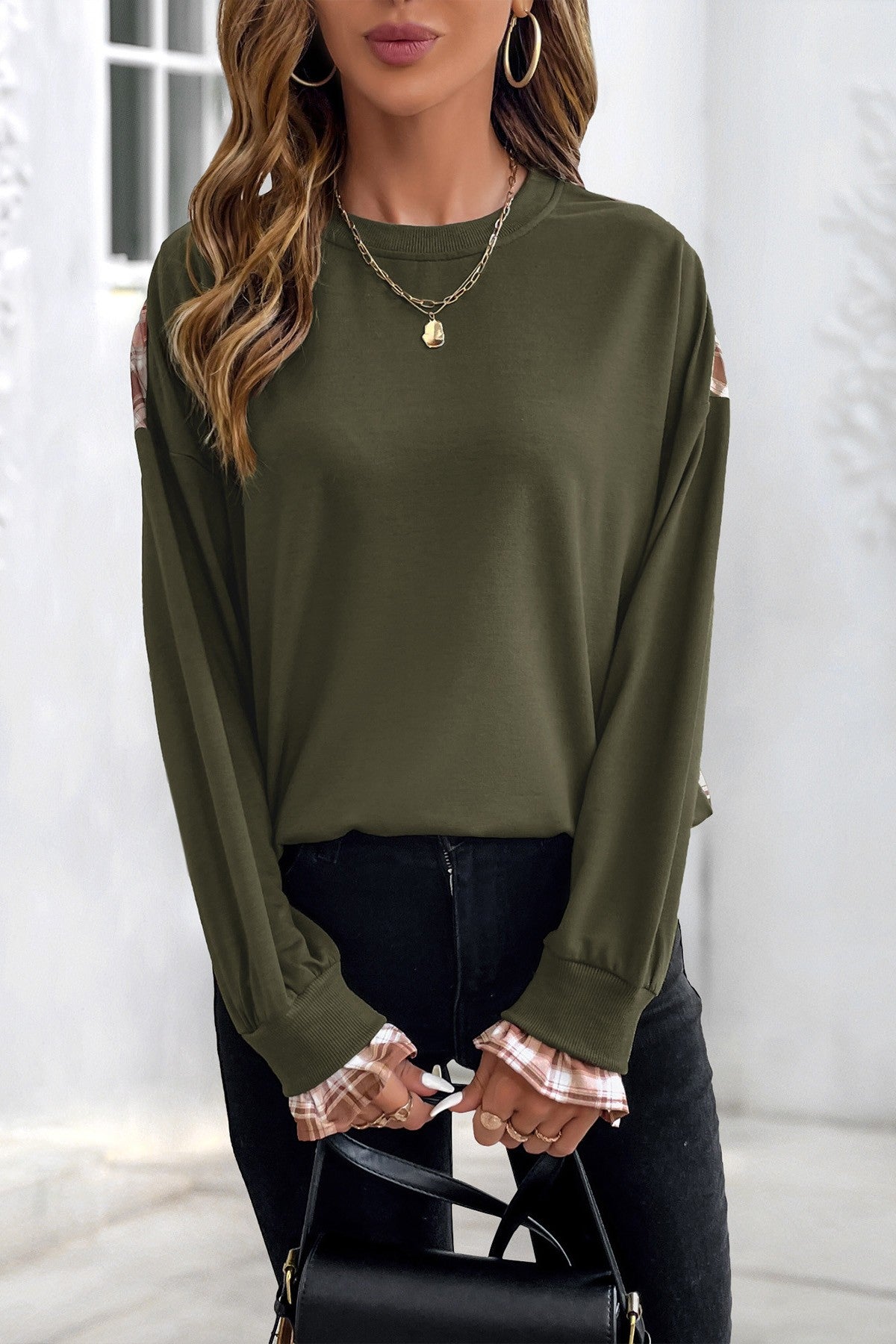 Aren't You Plaid Olive Green Top