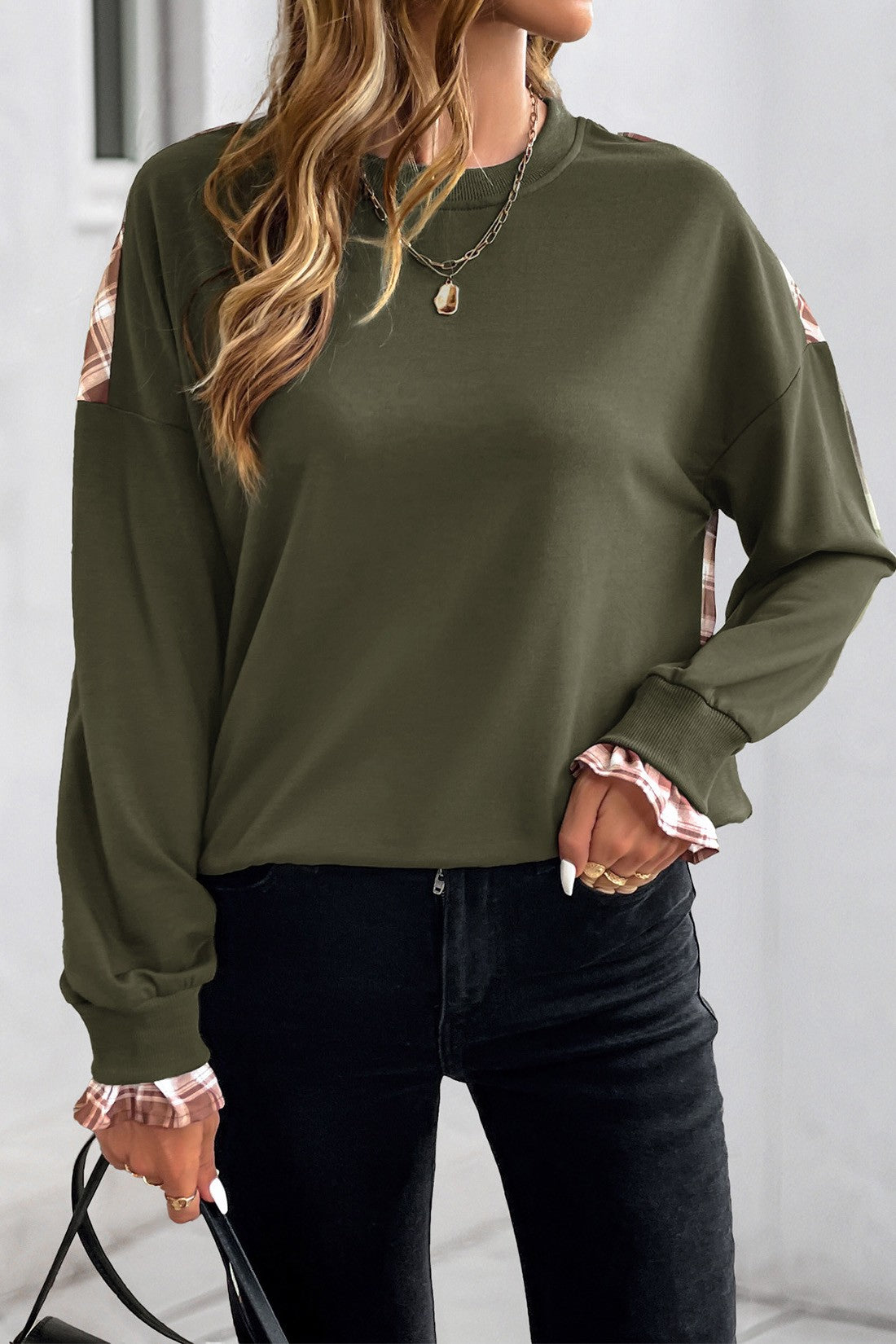 Aren't You Plaid Olive Green Top