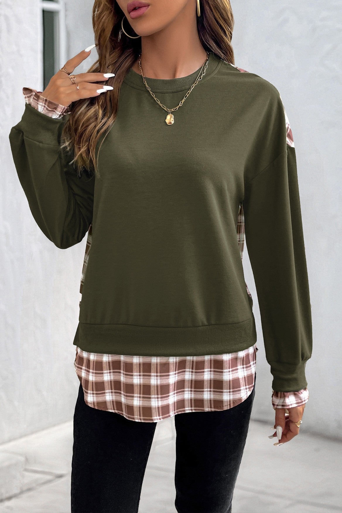 Aren't You Plaid Olive Green Top