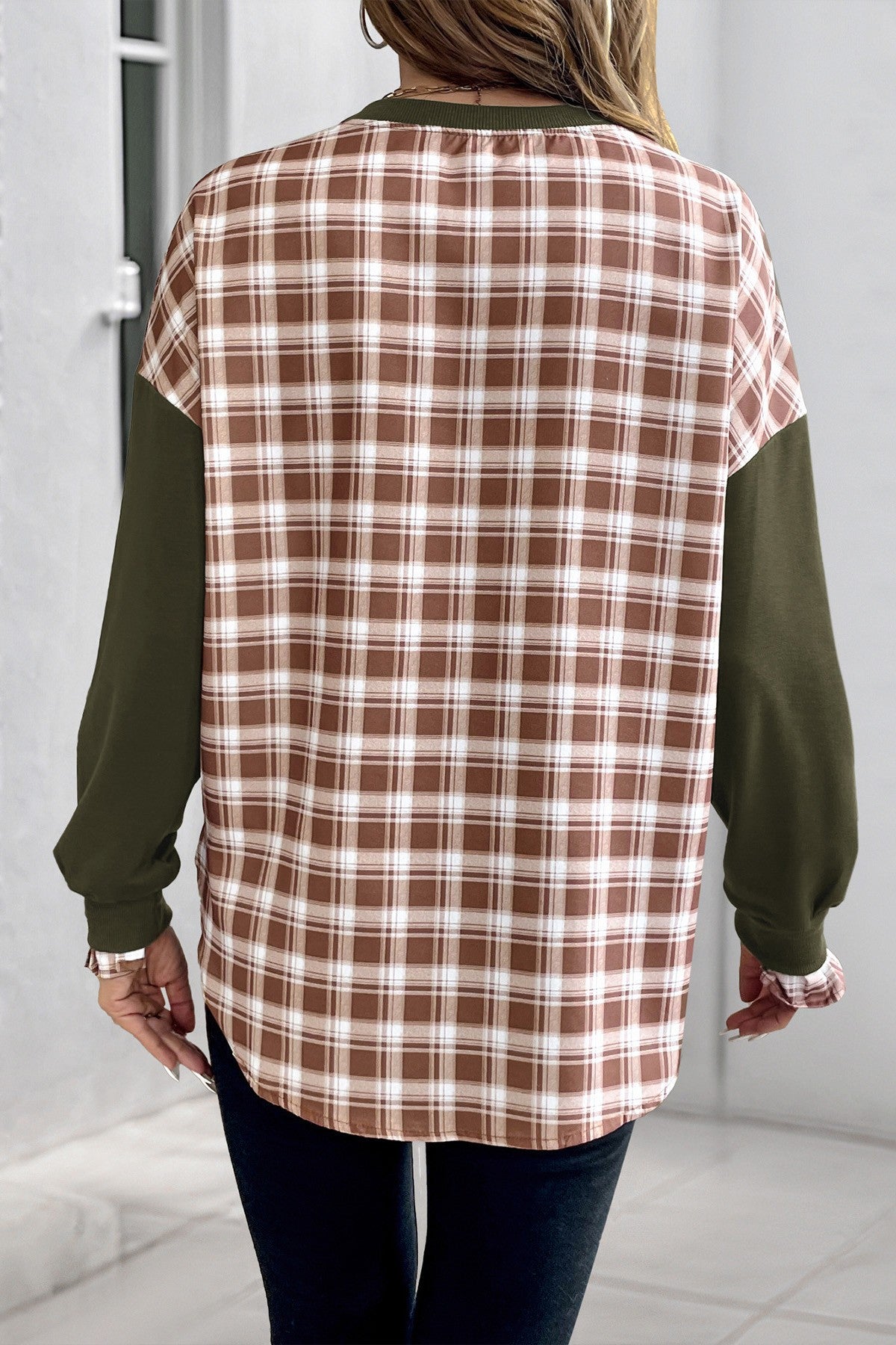 Aren't You Plaid Olive Green Top