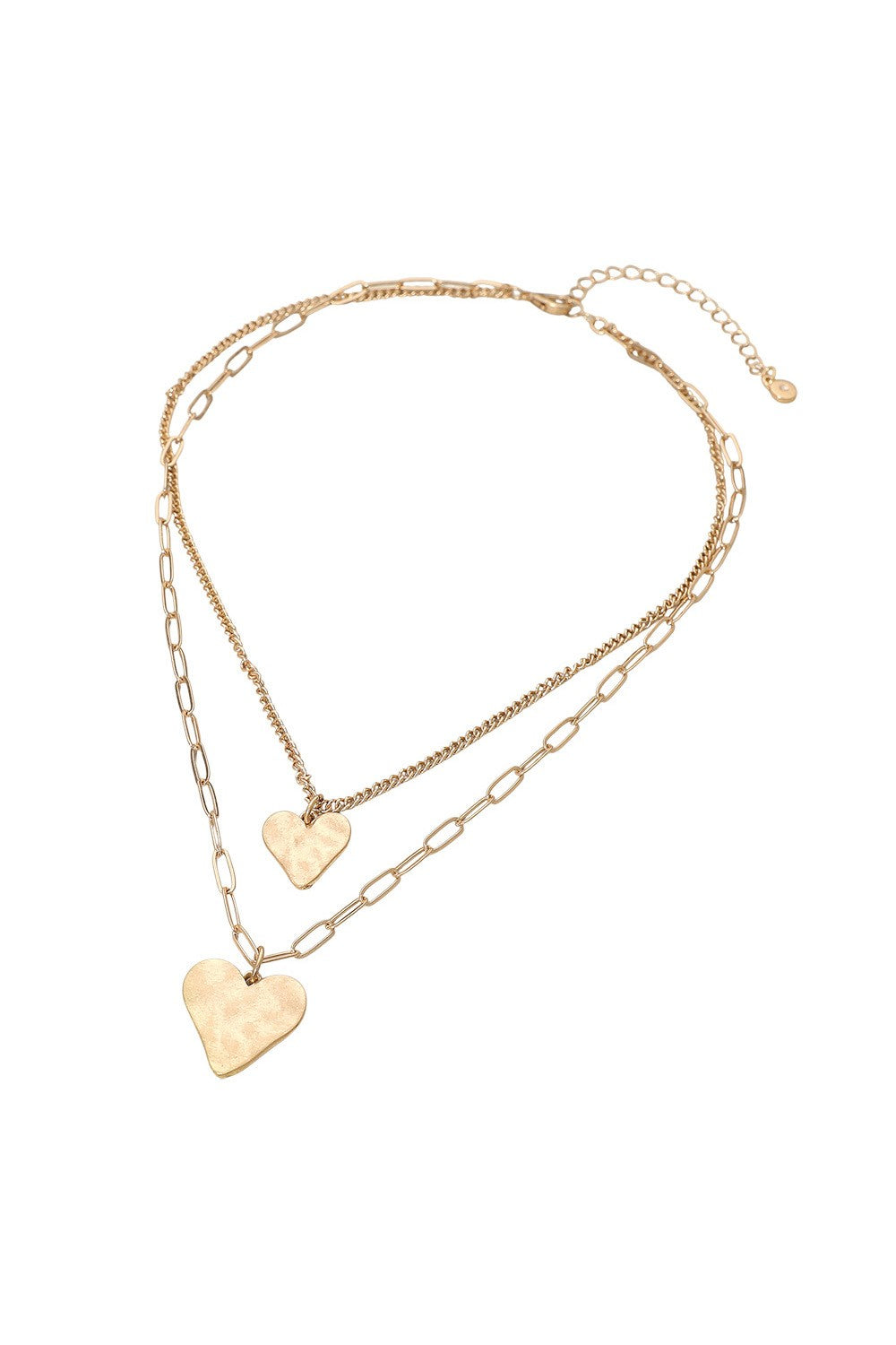 Twice The Love Heart Pendant Layered Necklace